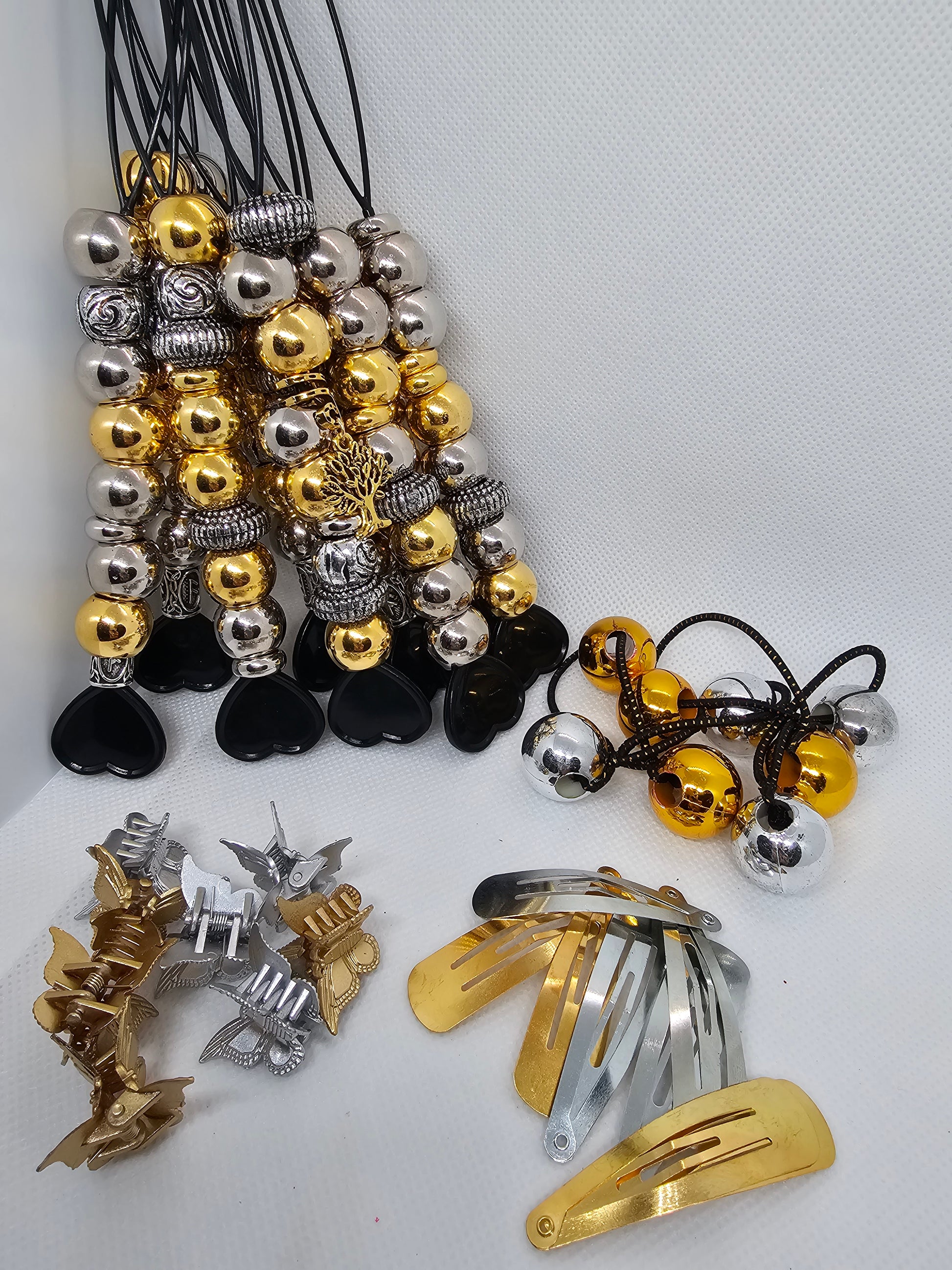 Silver and Gold Beads and Hair Accessories
